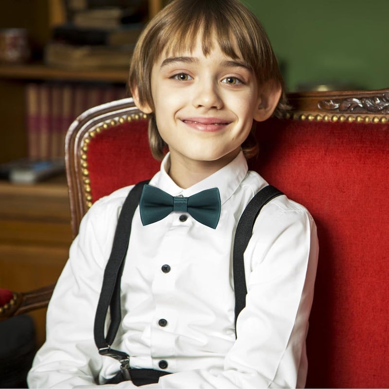 Eshwb Kids Bow Tie, Classic Solid Color Pre-Tied Bow Tie Adjustable Neck Bowtie for Boys Wedding Parties - Image 4